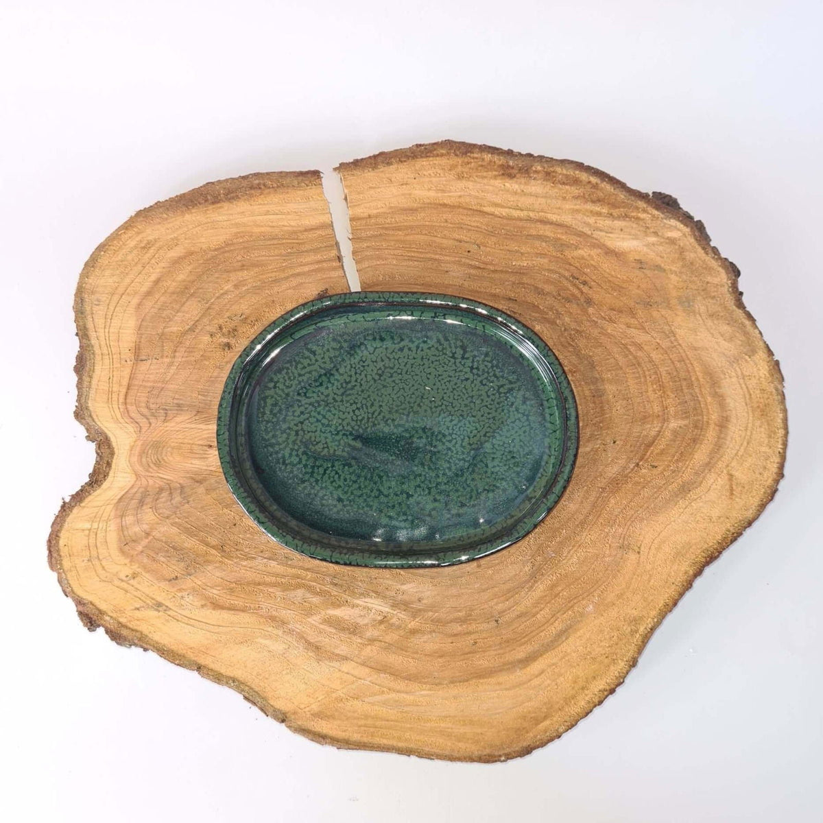 18cm Glazed Drip Tray | Oval | Dark Green
