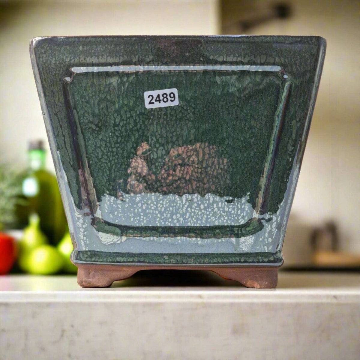 19cm_Glazed_Cascade_Bonsai_Pot_Square_19cm_x_19cm_x_14cm_Dark_Green_-_Yorkshire_Bonsai-15812