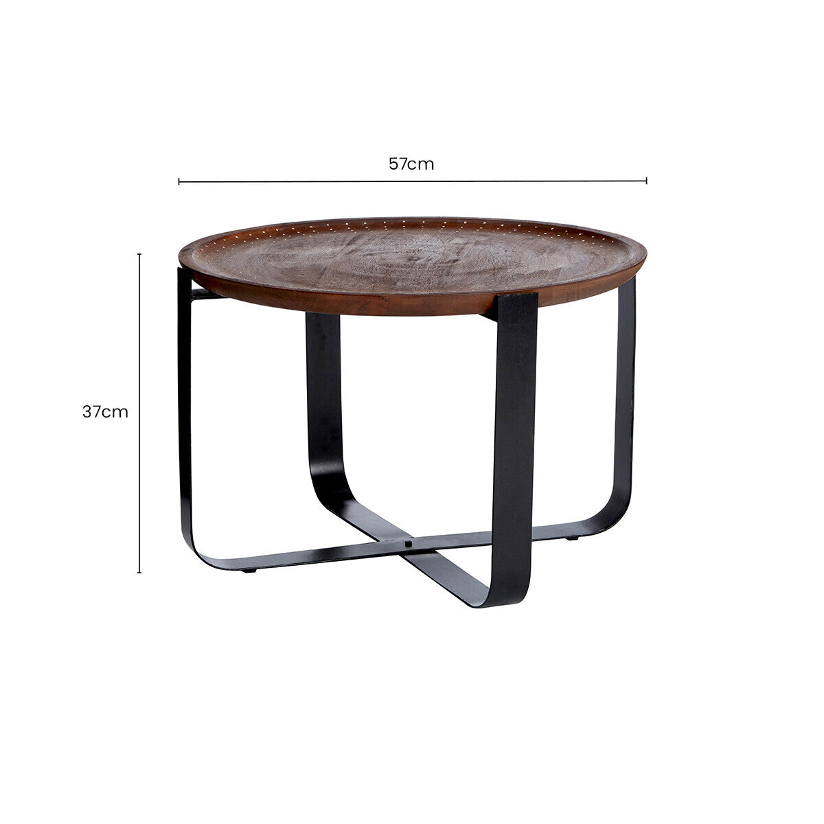 Templar Mango Wood and Black Finish Round Side Table