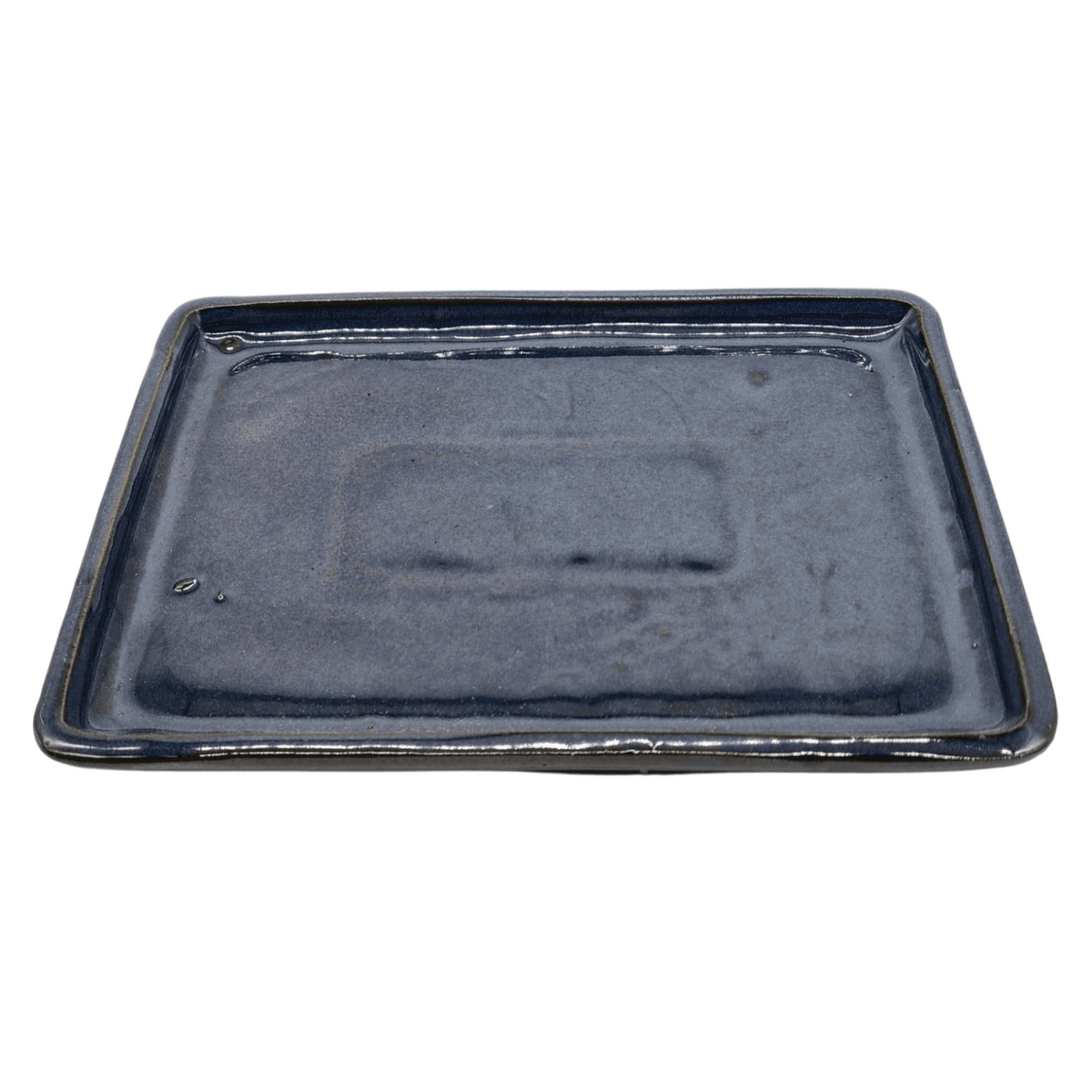 24cm Glazed Bonsai Pot Drip Tray | Rectangle | Blue