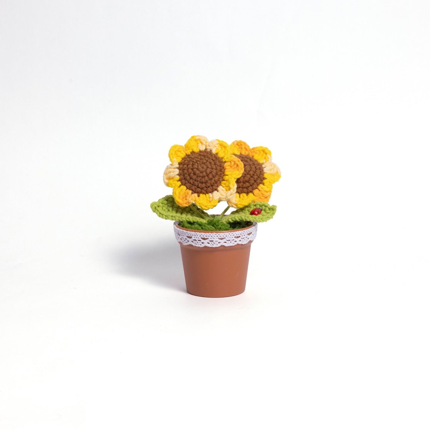 Handcrafted Crochet Smiling Sunflower Plant in Pot