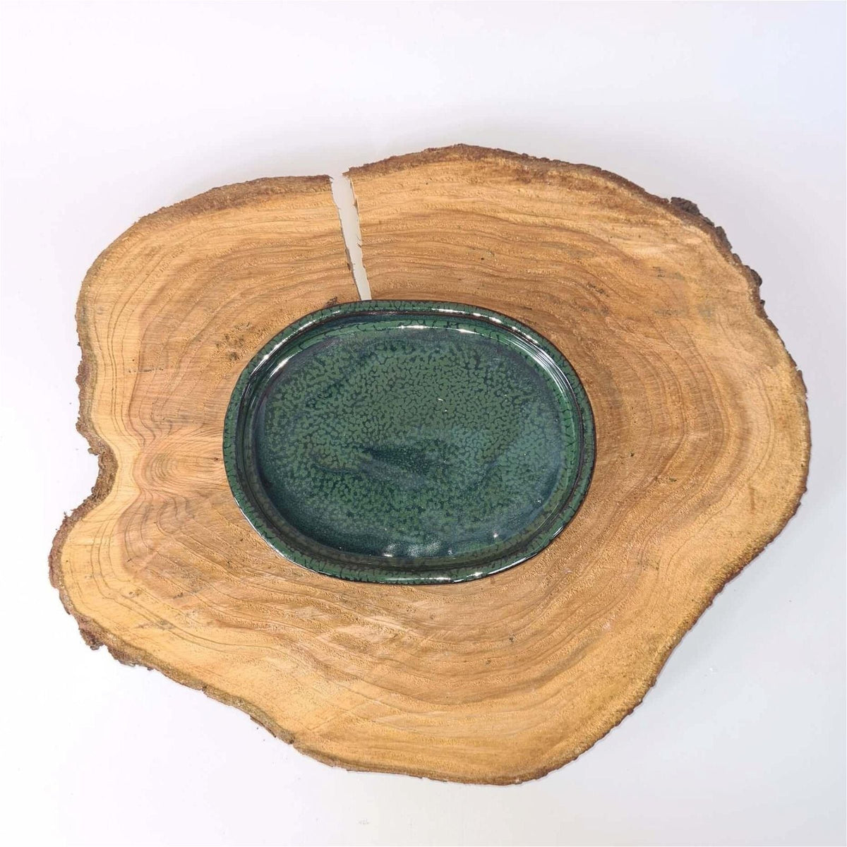 31cm Glazed Drip Tray | Oval | Dark Green