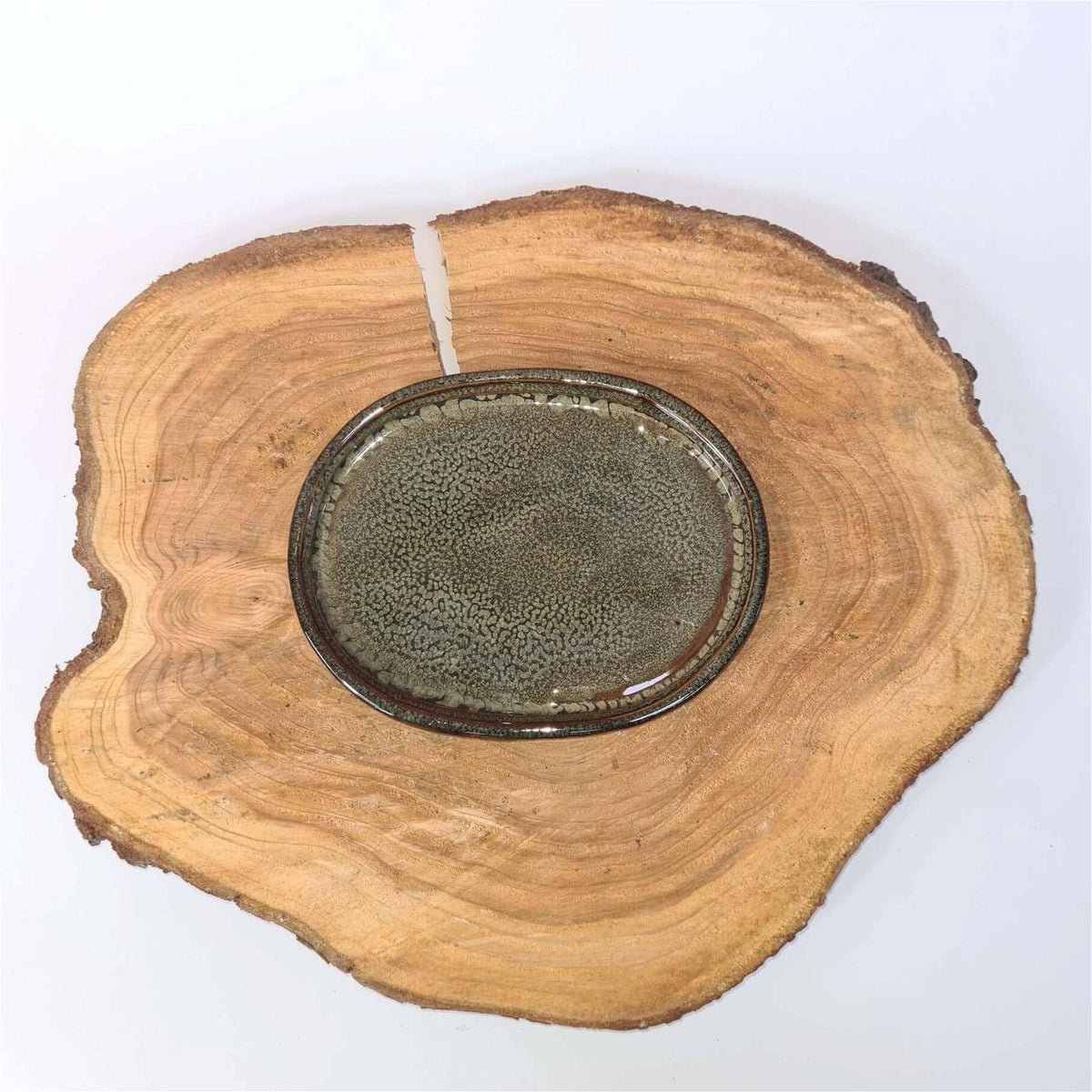 31cm Glazed Drip Tray | Oval | Green