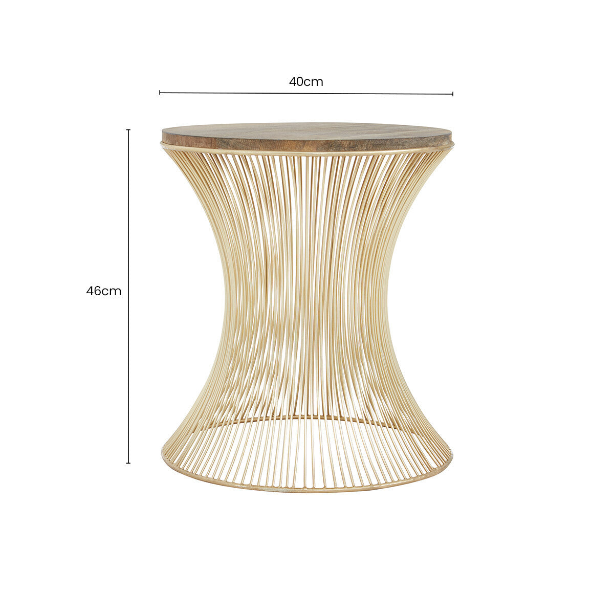 Templar Mango Wood and Gold Finish Side Table