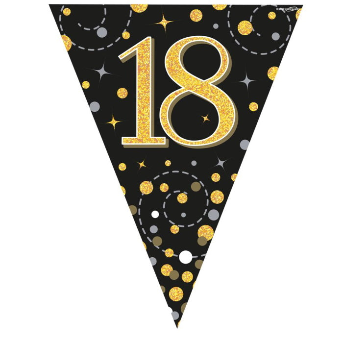 Black and Gold 18th Birthday Bunting Banners