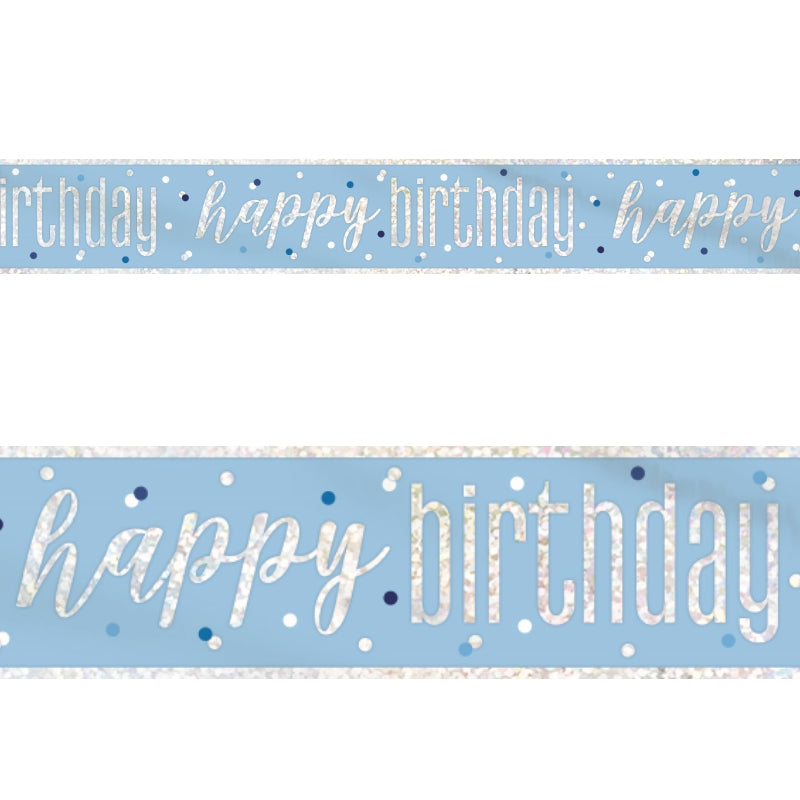 Blue and Silver Happy Birthday Foil Banners