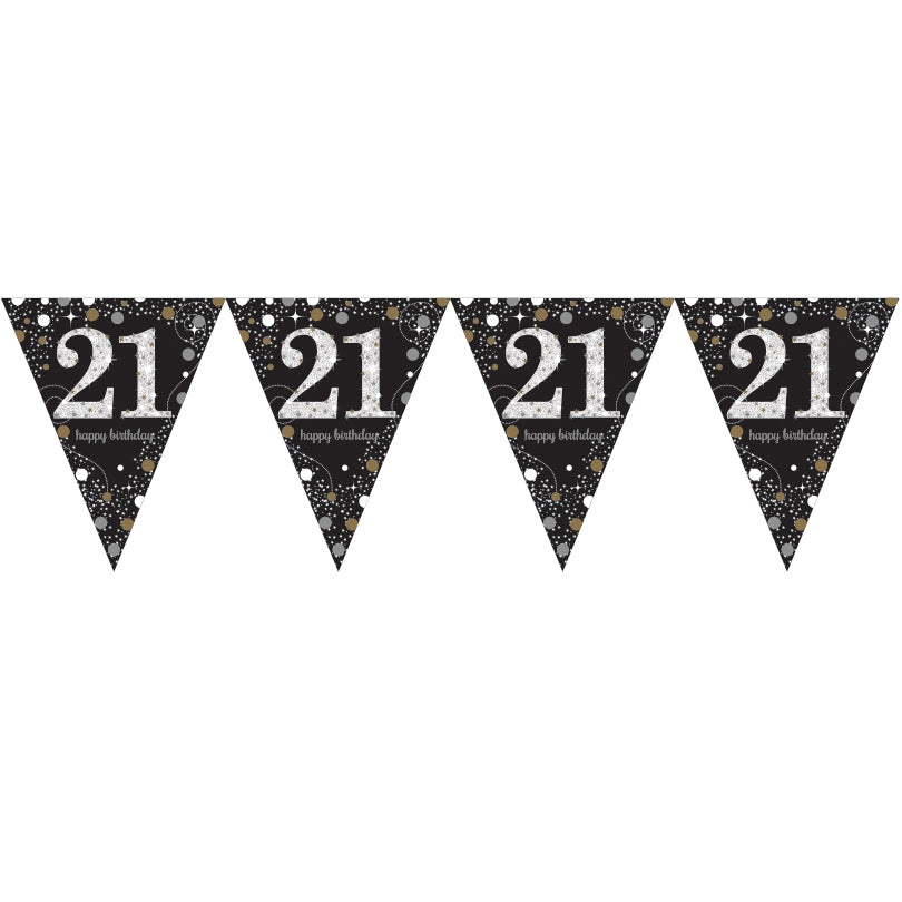 Gold Sparkle 21st Birthday Bunting Flag Banner