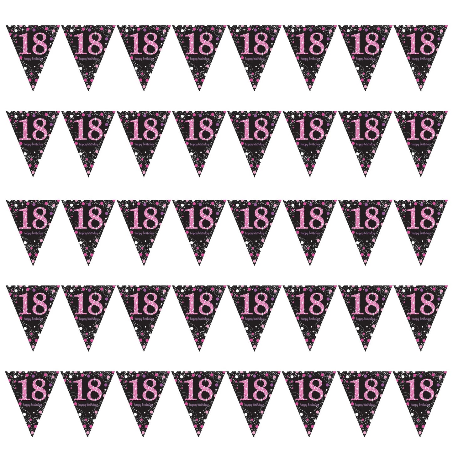 Pink Sparkle 18th Birthday Bunting Banner
