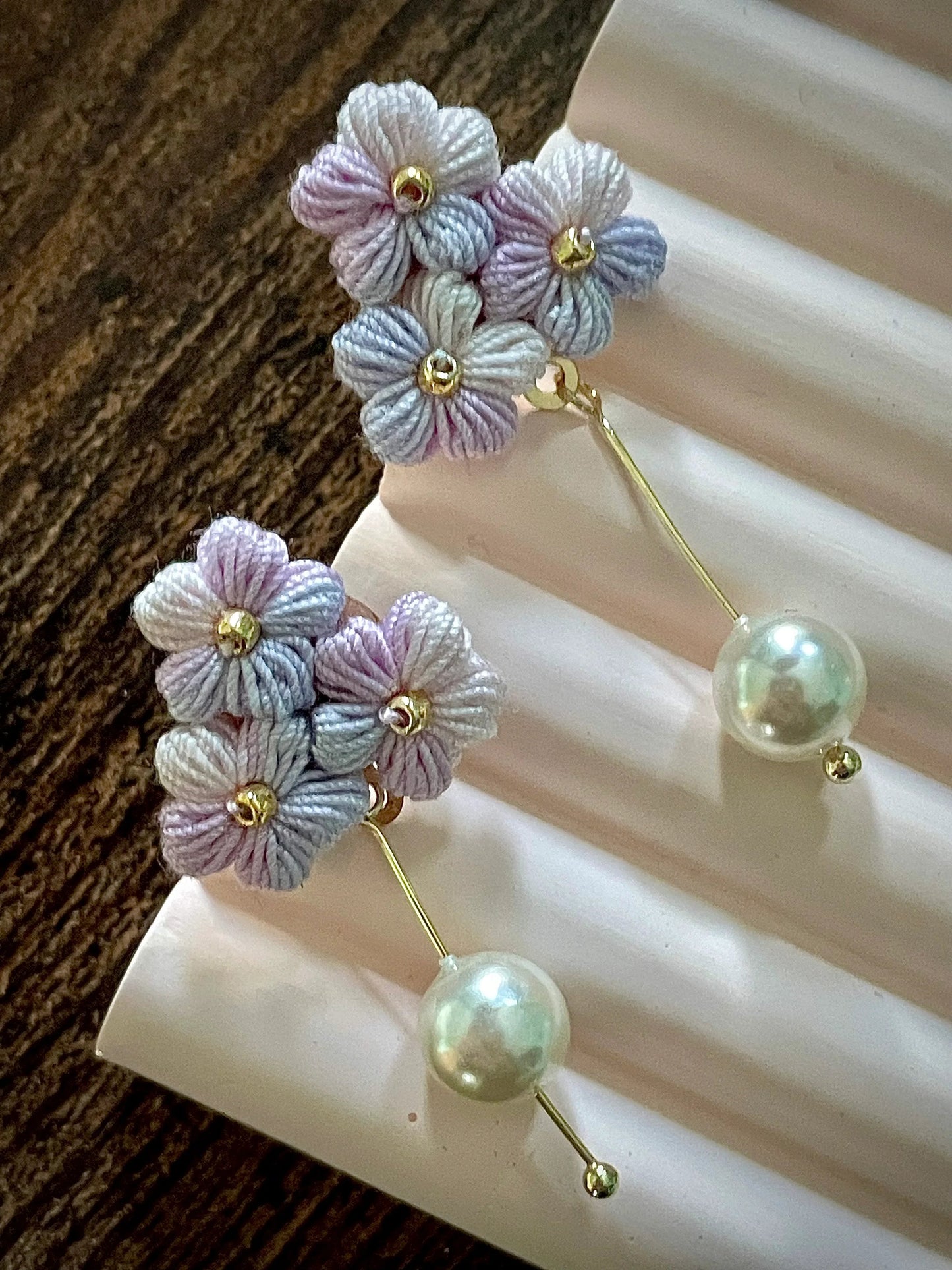 Pearl Bloom Micro Crochet Earrings Floral Gift