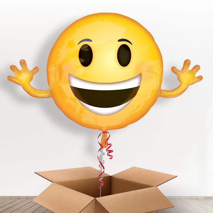 Giant Smiling Emoji Helium Balloon in a Box - Giant Balloon | Small Indoor Plants