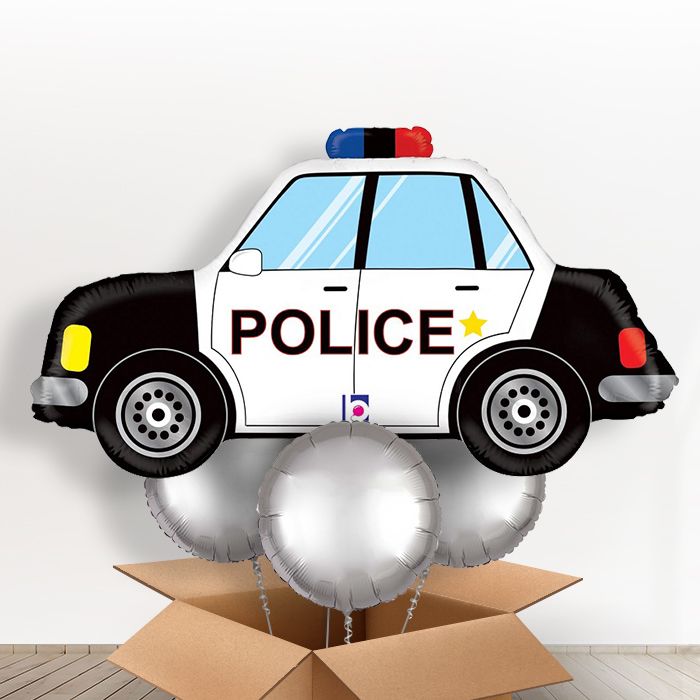 Police Car Shaped Giant Balloon in a Box Gift - With 3 Plain Balloons | Small Indoor Plants