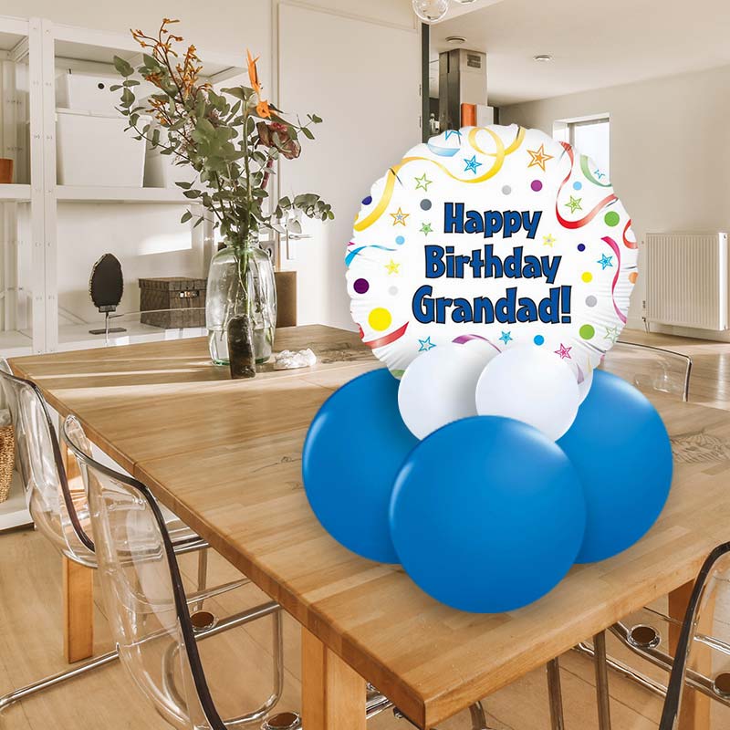 Happy Birthday Grandad Balloon Gift Message | Table Decoration - Air Filled Centrepiece | Small Indoor Plants