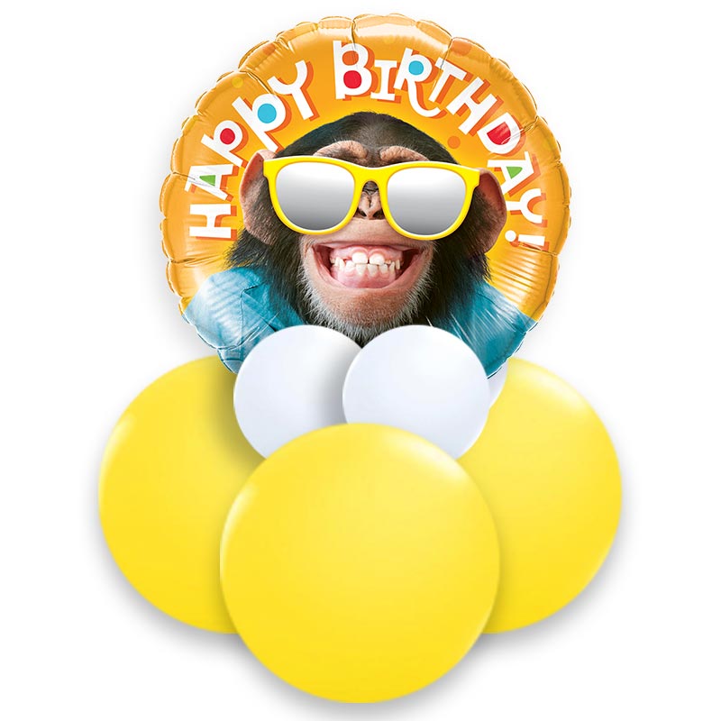 Monkey Happy Birthday Balloon Centrepiece - Air Filled Centrepiece | Small Indoor Plants