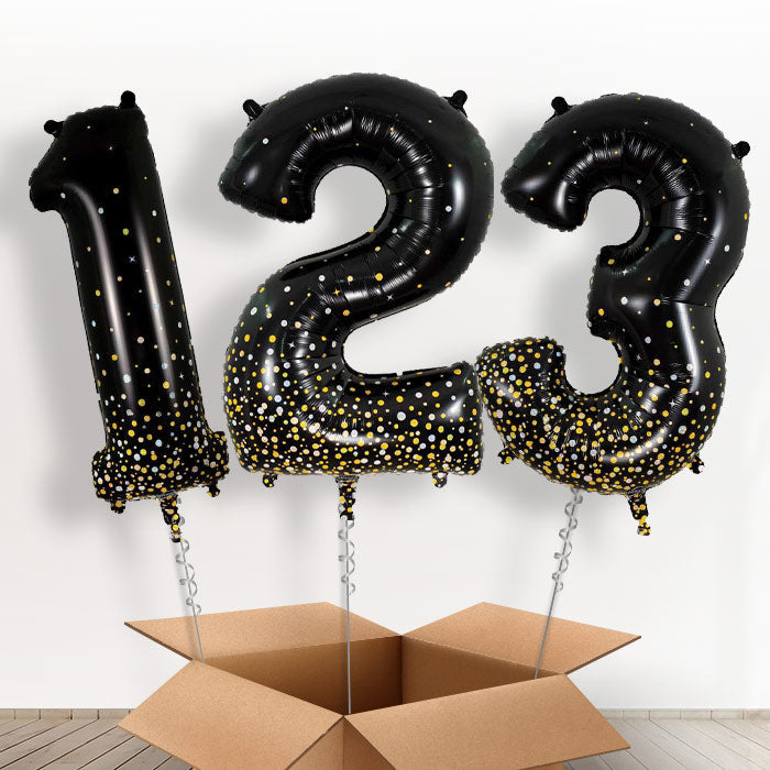 Black and Gold Helium Filled Number Balloons 0-9 - Number 9 | Small Indoor Plants