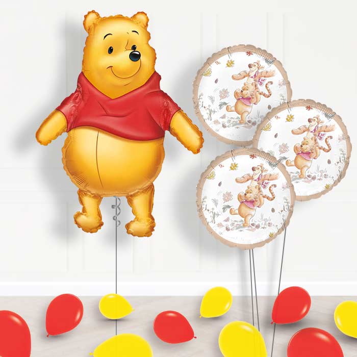 Winnie the Pooh Balloon Bouquet Delivered - Themed Bouquet and Latex | Small Indoor Plants