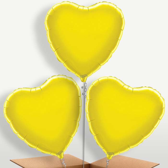 Yellow Heart Bunch of Balloons inflated with Helium | Small Indoor Plants