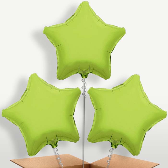Lime Green Star Bunch of Balloons inflated with Helium | Small Indoor Plants
