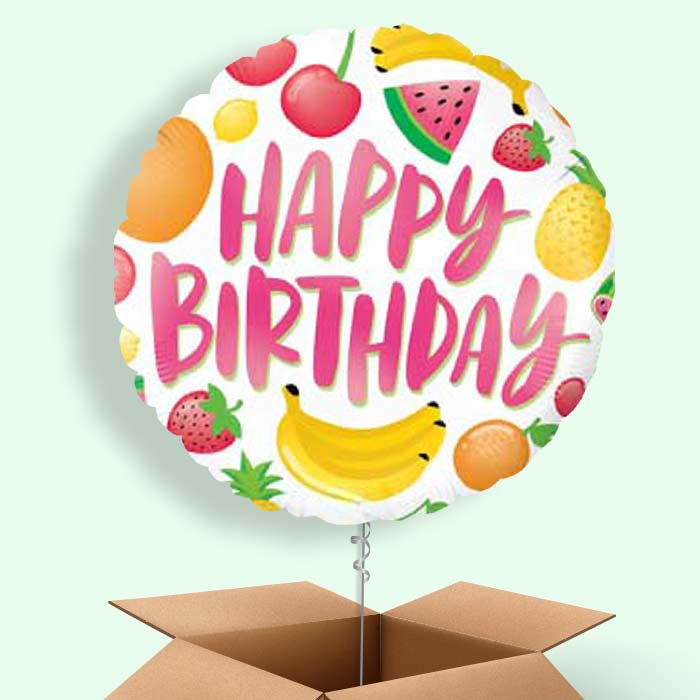 Fruits | Summer Happy Birthday Balloon in a Box - 1 Balloon | Small Indoor Plants