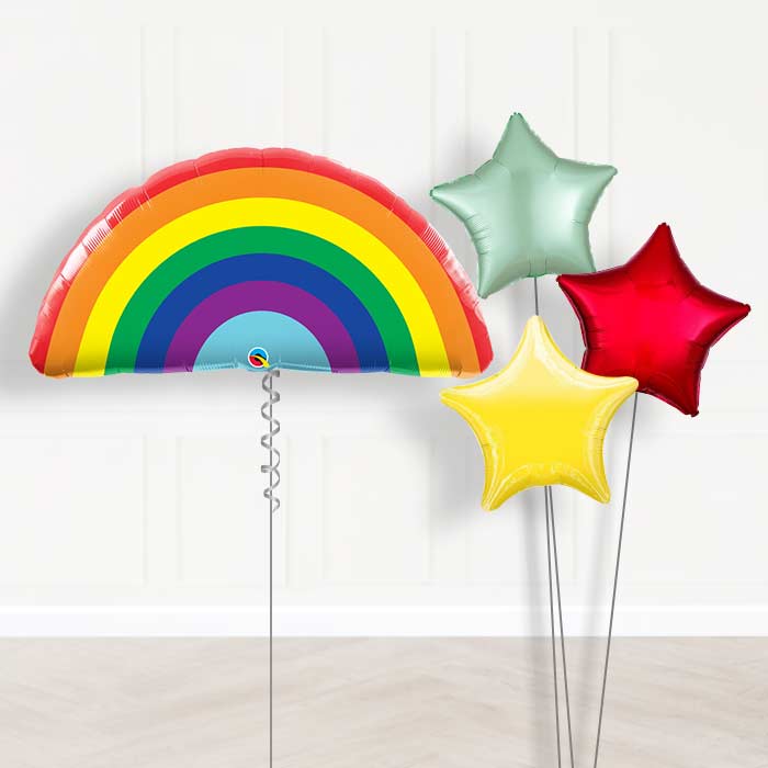 Rainbow Balloon Bouquet Delivered in a Box - Plain Bouquet | Small Indoor Plants