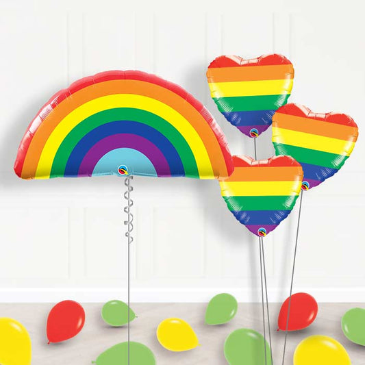 Rainbow Balloon Bouquet Delivered in a Box - Themed Bouquet and Latex | Small Indoor Plants