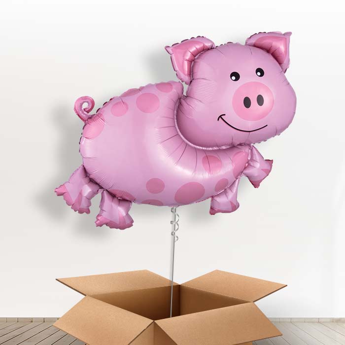 Giant Pig Shaped Foil Balloon in a Box - Giant Balloon | Small Indoor Plants