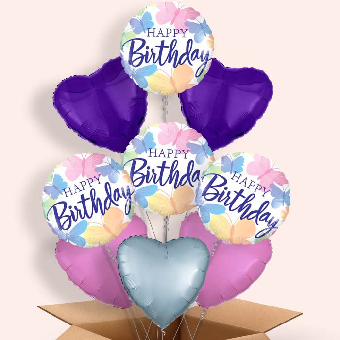 Butterflies Happy Birthday Balloon in a Box - 9 Balloon | Small Indoor Plants
