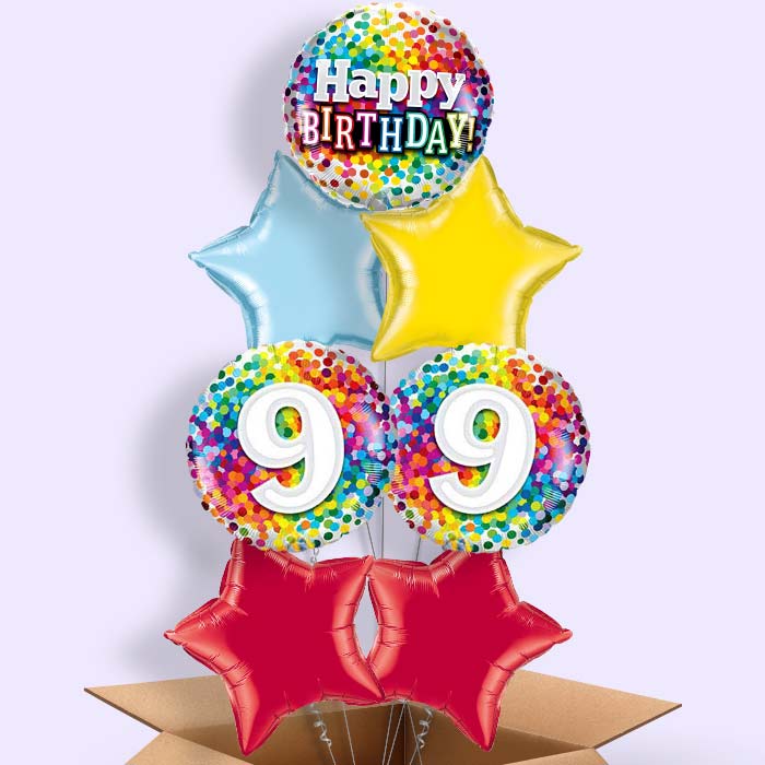 Colourful 9th Birthday Balloons in a Box - 7 Balloon | Small Indoor Plants