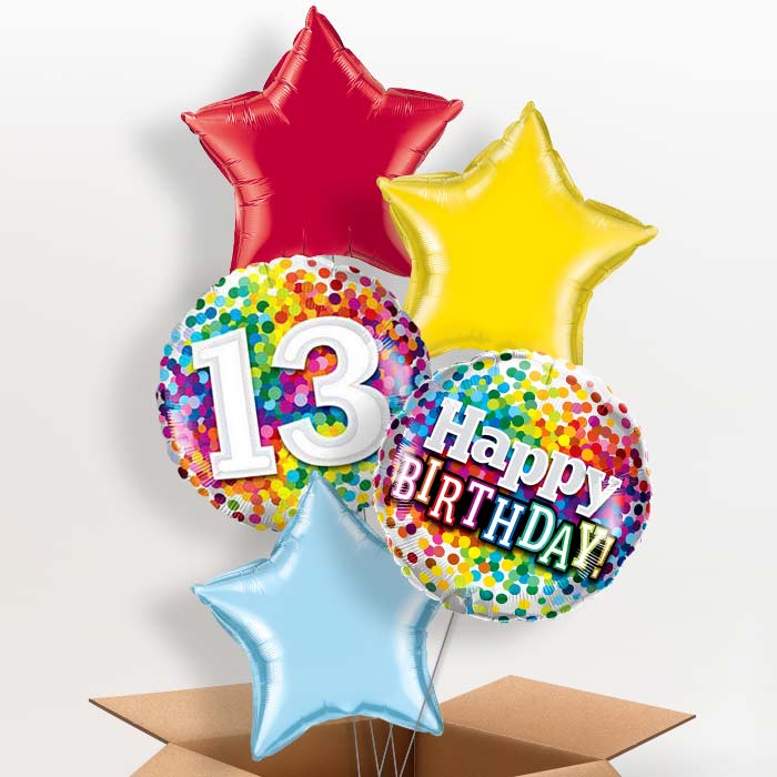 13th Birthday Balloon in a Box - Rainbow - 5 Balloon | Small Indoor Plants