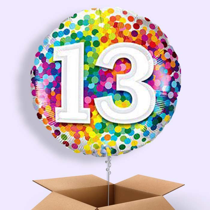 13th Birthday Balloon in a Box - Rainbow - 1 Balloon | Small Indoor Plants