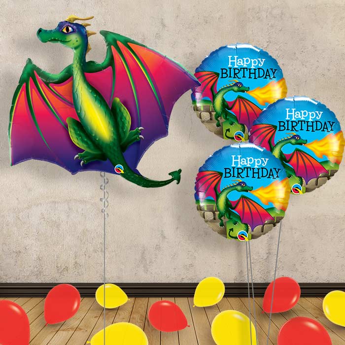 Dragon Balloons Display in a Box Gift - Themed Bouquet and Latex | Small Indoor Plants