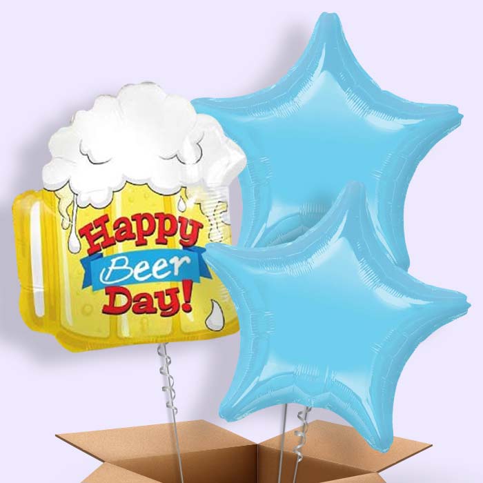 Happy Birthday | Beer Day Balloon in a Box - 3 Balloon | Small Indoor Plants