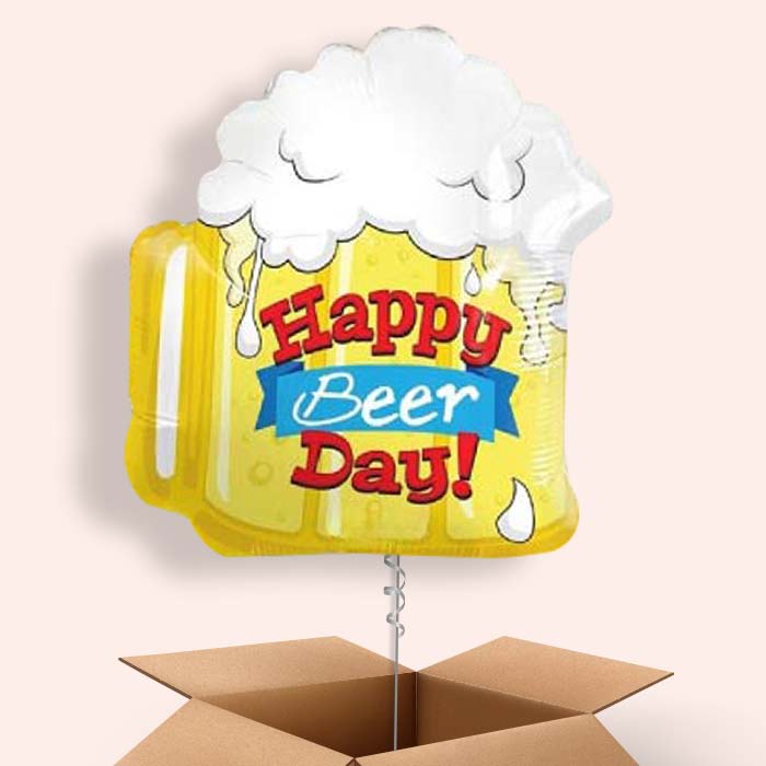 Happy Birthday | Beer Day Balloon in a Box - 1 Balloon | Small Indoor Plants