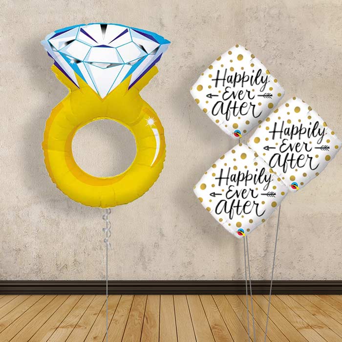 Balloon Bouquet Wedding - Gold Ring - Themed Bouquet | Small Indoor Plants