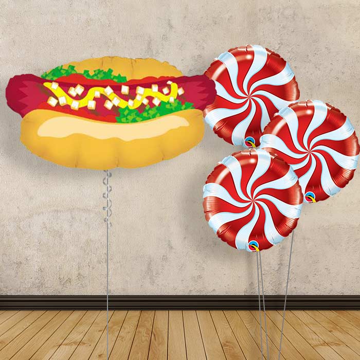 Hot Dog Inflated Helium Balloons Delivered