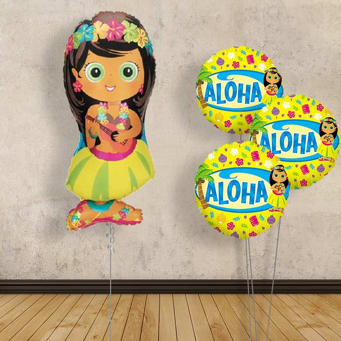 Hula Girl Summer Inflated Balloons Delivered - Themed Bouquet | Small Indoor Plants