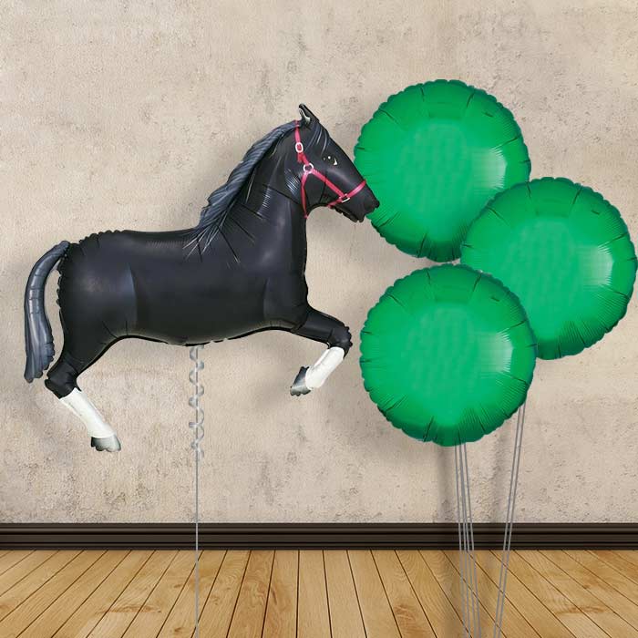 Helium Horse Balloons Delivered Inflated (Black) - Plain Bouquet | Small Indoor Plants