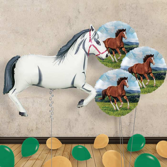 White Horse Inflated Helium Balloons Delivered - Themed Bouquet and Latex | Small Indoor Plants