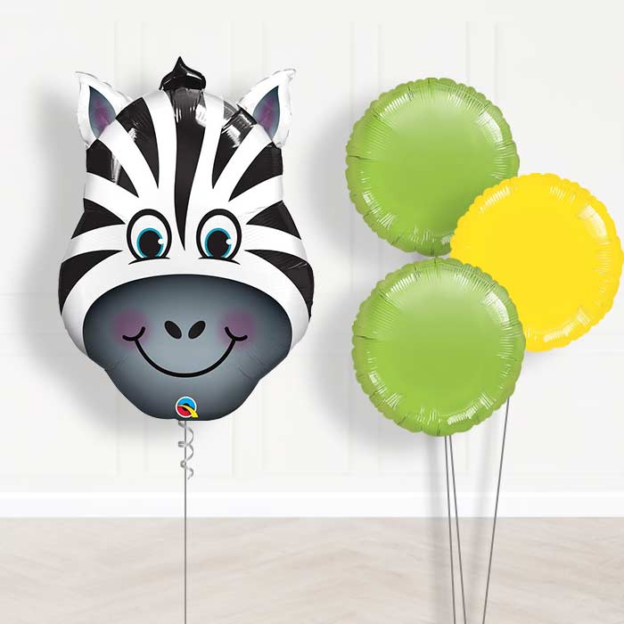 Zebra Head Inflated Helium Balloons Delivered - Themed Bouquet | Small Indoor Plants