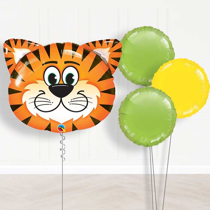 Tiger Head Inflated Helium Balloons Delivered - Themed Bouquet | Small Indoor Plants