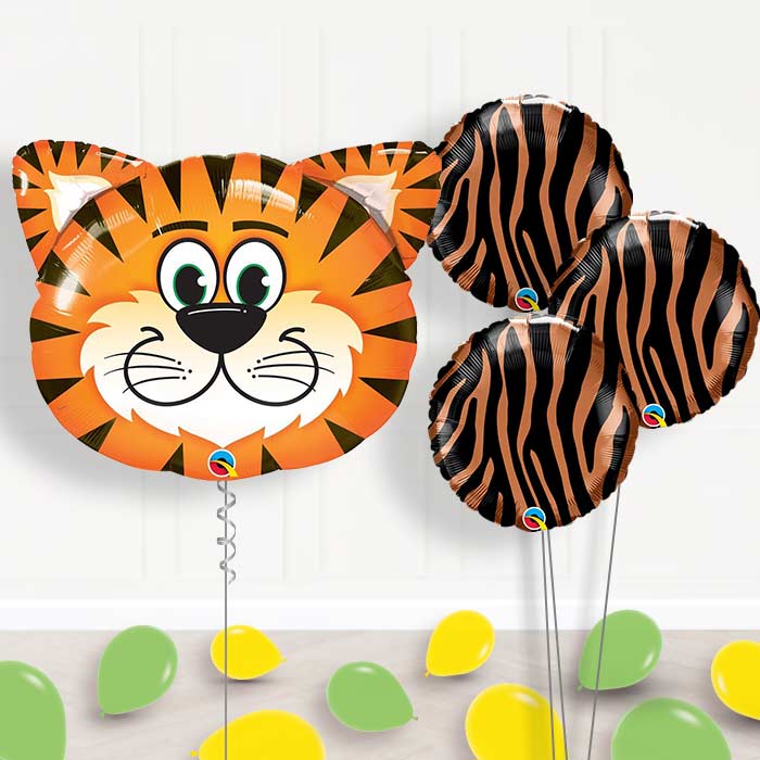 Tiger Head Inflated Helium Balloons Delivered - Themed Bouquet and Latex | Small Indoor Plants