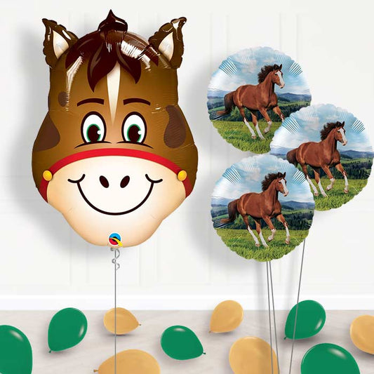 Horse Head Inflated Helium Balloons Delivered - Themed Bouquet and Latex | Small Indoor Plants