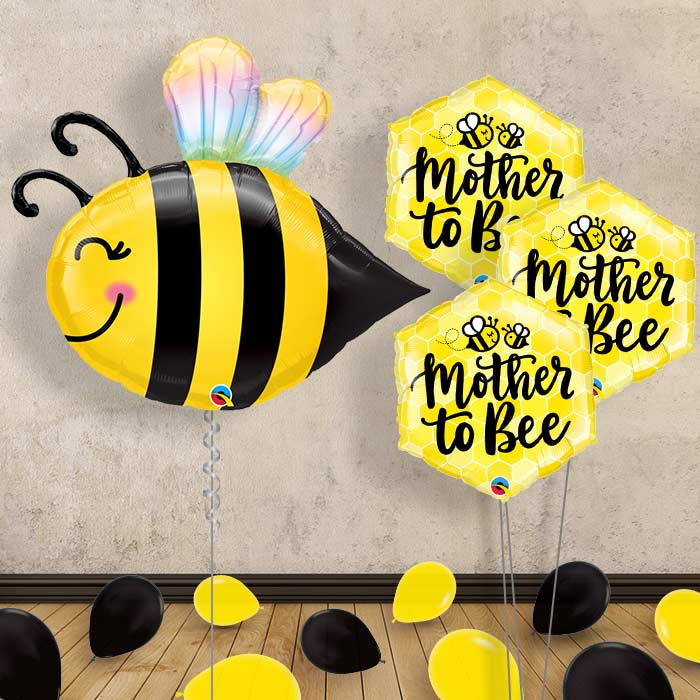 Bumble Bee Inflated Helium Balloons Delivered - Themed Bouquet and Latex | Small Indoor Plants