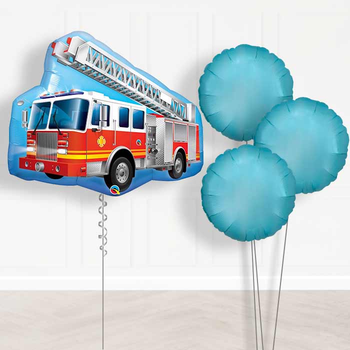 Fire Engine Inflated Helium Balloons Delivered - Plain Bouquet | Small Indoor Plants