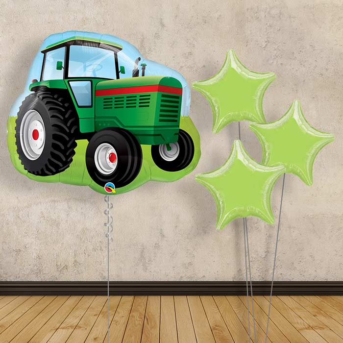 Tractor Inflated Helium Balloons Delivered - Plain Bouquet | Small Indoor Plants