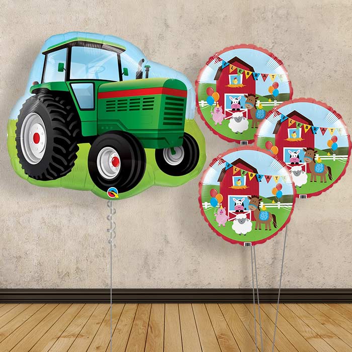 Tractor Inflated Helium Balloons Delivered - Themed Bouquet | Small Indoor Plants
