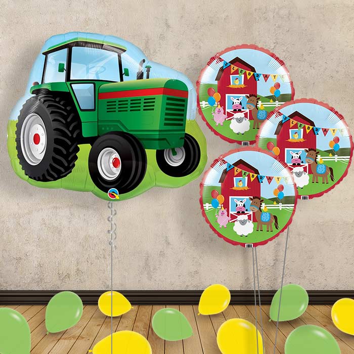 Tractor Inflated Helium Balloons Delivered - Themed Bouquet and Latex | Small Indoor Plants