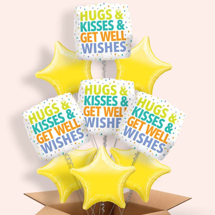 Hug Kisses Get Well Wishes Balloon in a Box - 9 Balloon | Small Indoor Plants