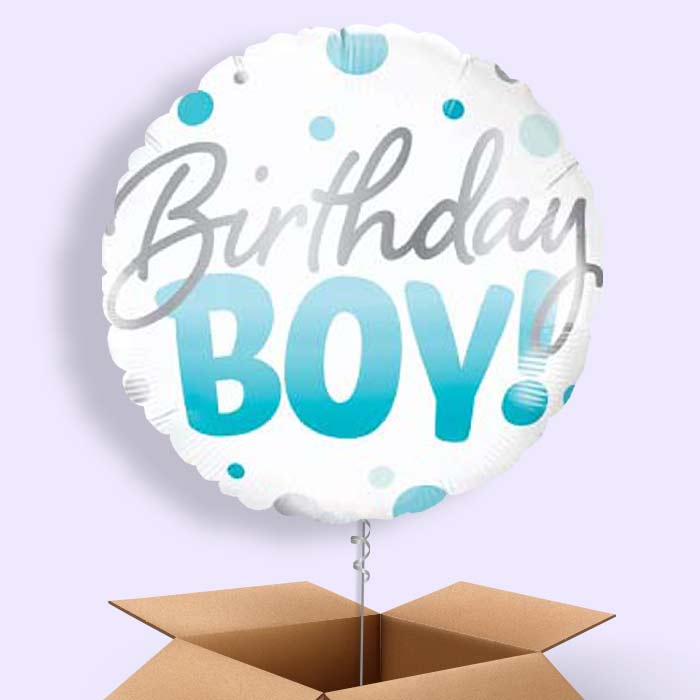 Blue Dot Birthday Boy Balloons in a BoxBoy Balloons in a Box - 1 Balloon | Small Indoor Plants