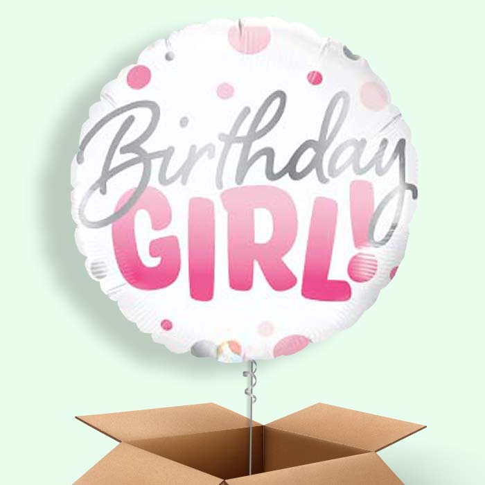 Birthday Girl Balloons in a Box - 1 Balloon | Small Indoor Plants