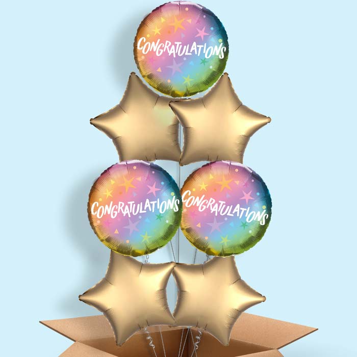 Congratulations Ombre Stars Balloon in a Box